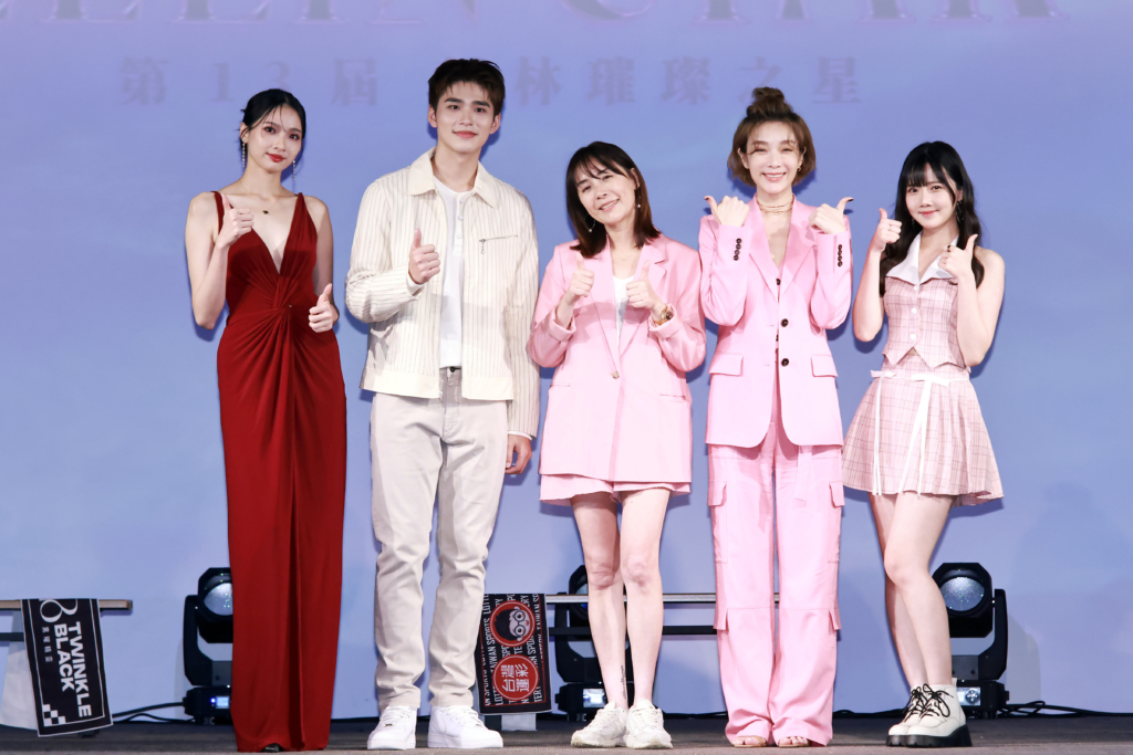 蕭珮瑩(左起)、王品澔、陳婉若、蔡淑臻、蔡衣宸宣布第13屆璀璨之星活動開跑。圖/伊林娛樂提供