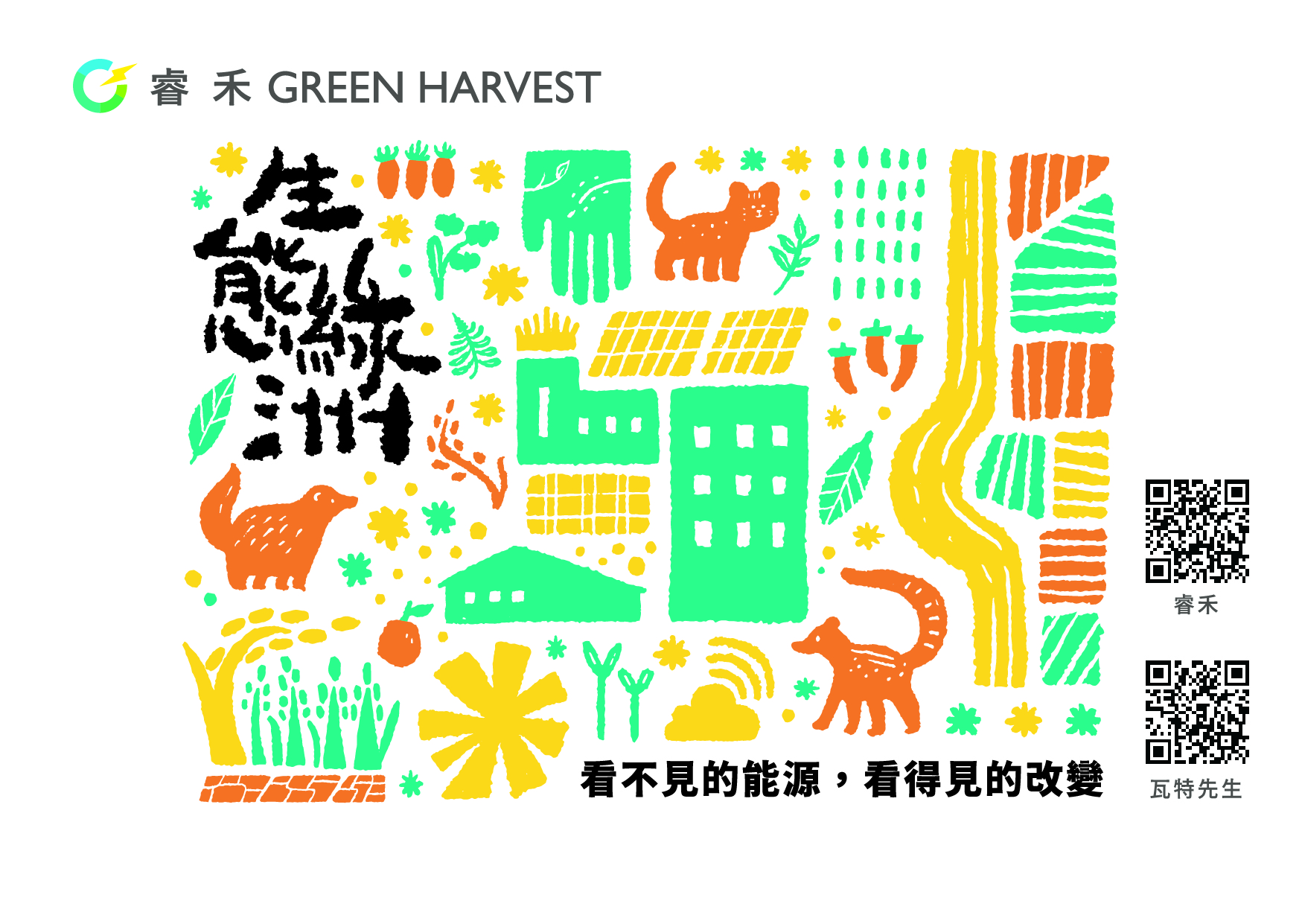 睿禾以「生態綠洲」亮相智慧能源週 打造人與自然共生的永續城市 睿禾以契作「三貓田」為主題設計套印集章明信片,邀請觀眾體驗永續共榮的創意互動。圖/睿禾提供