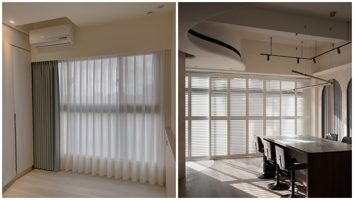 像變魔術一樣！年倫窗飾幫客戶安裝窗簾後的空間變得很高雅。圖/年倫窗飾提供