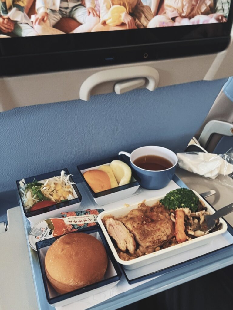 網友大讚萬呎高空上的大腕燒肉美食體驗，厚實肉質搭配炭香，顛覆傳統飛機餐印象。圖/讀者提供