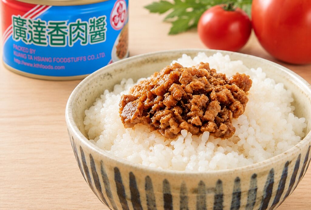 萬用耐放的廣達香肉醬不只適合拌飯、拌麵，更是每逢颱風季或暴雨來襲時，台灣家庭翻開櫃子裡令人安心的經典美味。圖/廣達香提供