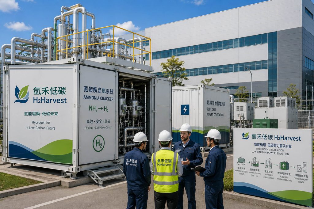 睿禾金碳串聯氫禾低碳與產業夥伴 推動氫能發電技術助高用電產業轉型 - 台北郵報 | The Taipei Post 氫禾低碳氫能低碳發電系統示意圖。圖/睿禾金碳提供
